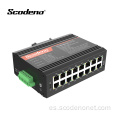 Conmutador de carril DIN Scodeno IP40 1000Mbps Ethernet de 16 puertos administrado industrialmente